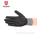 Guantes mecánicos resistentes a cortes de nitrilo arenoso hespax nylon